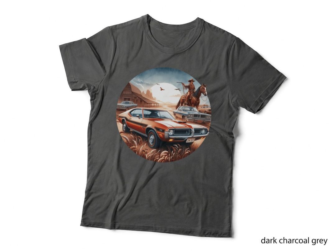 Cowboy Horse Western Male Red Retro T-Shirt
