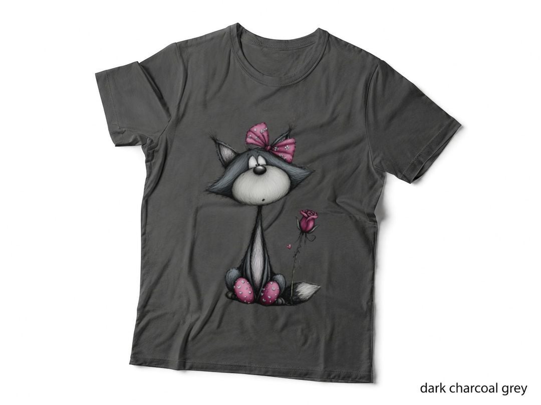 Cute Cat Flower Pink Bow T-Shirt