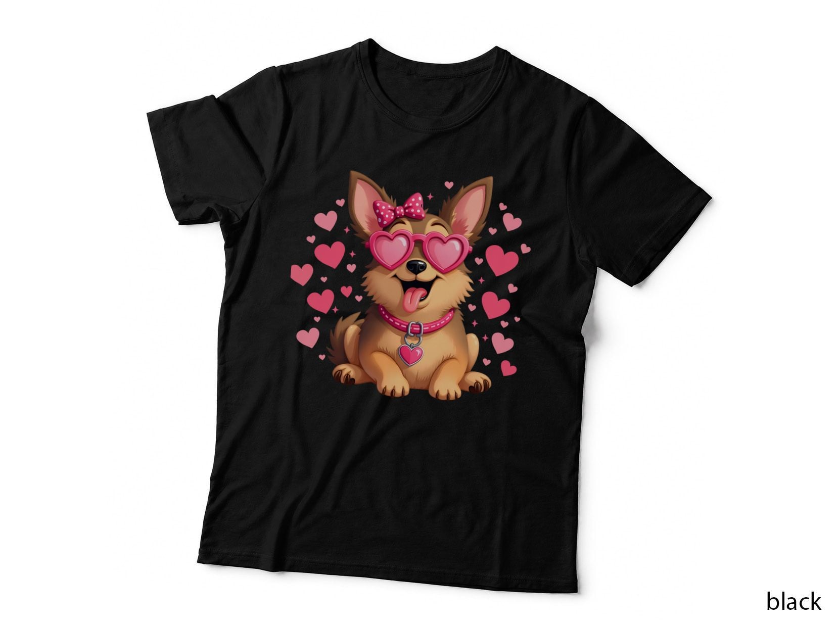 Cute Dog Heart Glasses Love T-Shirt
