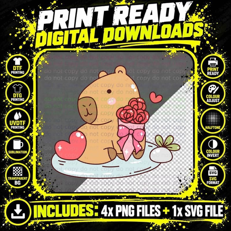 Cute Teddy Bear Flowers Pink T-Shirt Png SVG Digital Bundle