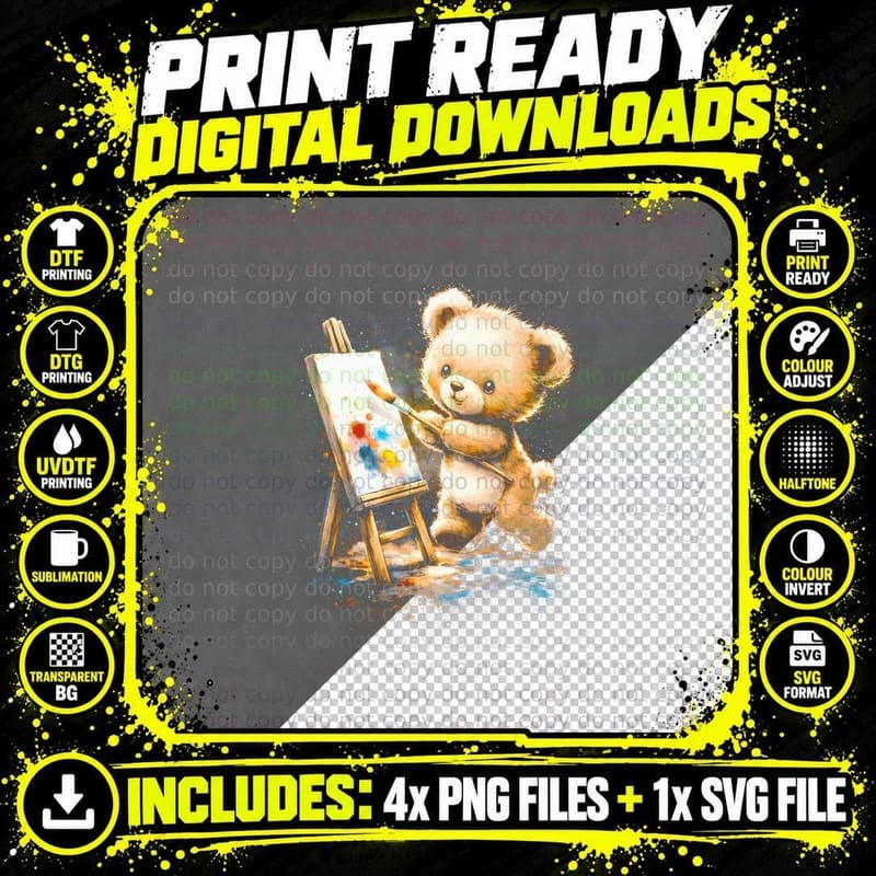 Daisy Flower Happy Bear T-Shirt, Halftone Cute Teddy Png SVG Digital Bundle