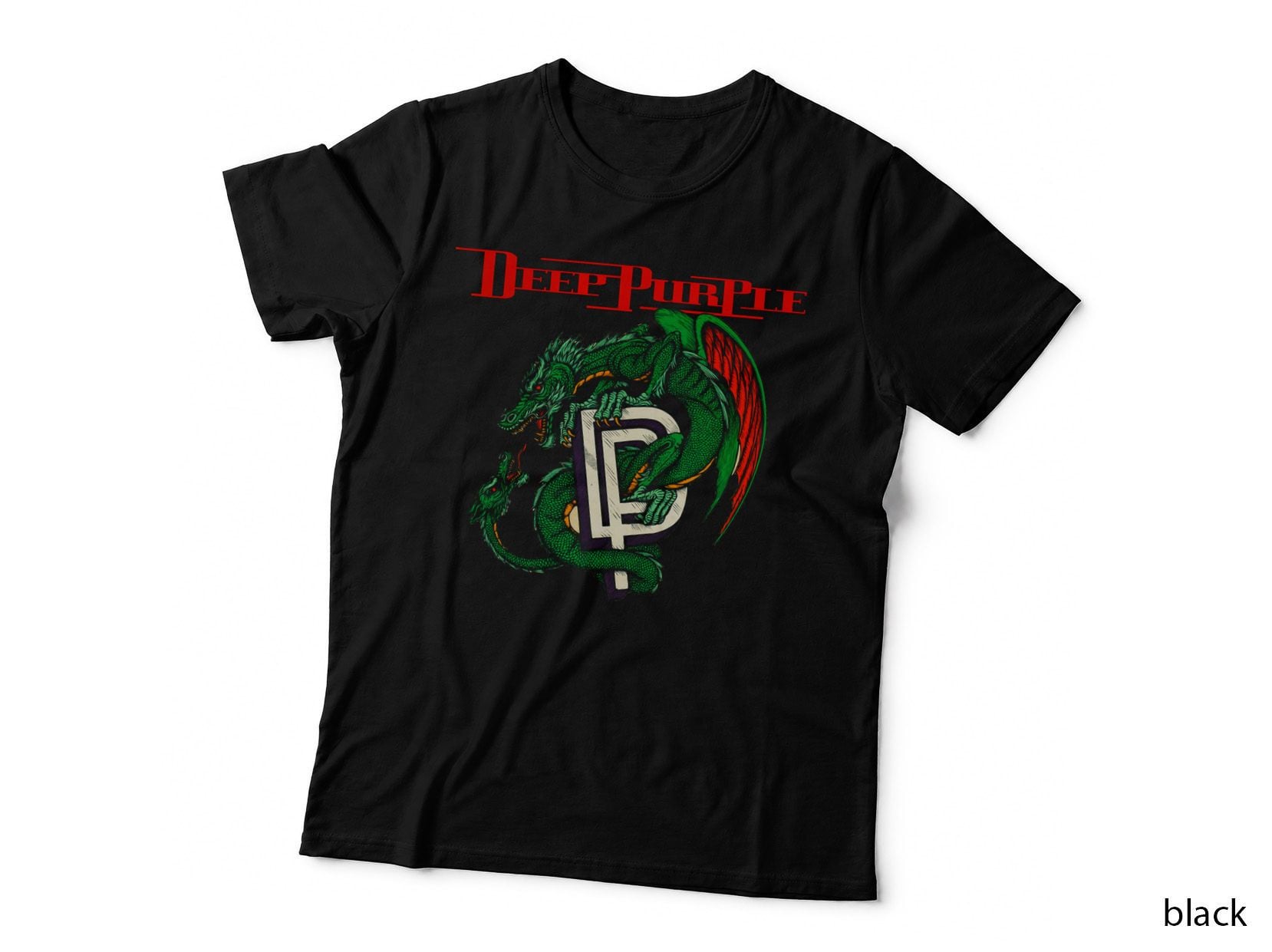 Deep Purple Dragon Chinese Green Red Gold Halftone T-Shirt