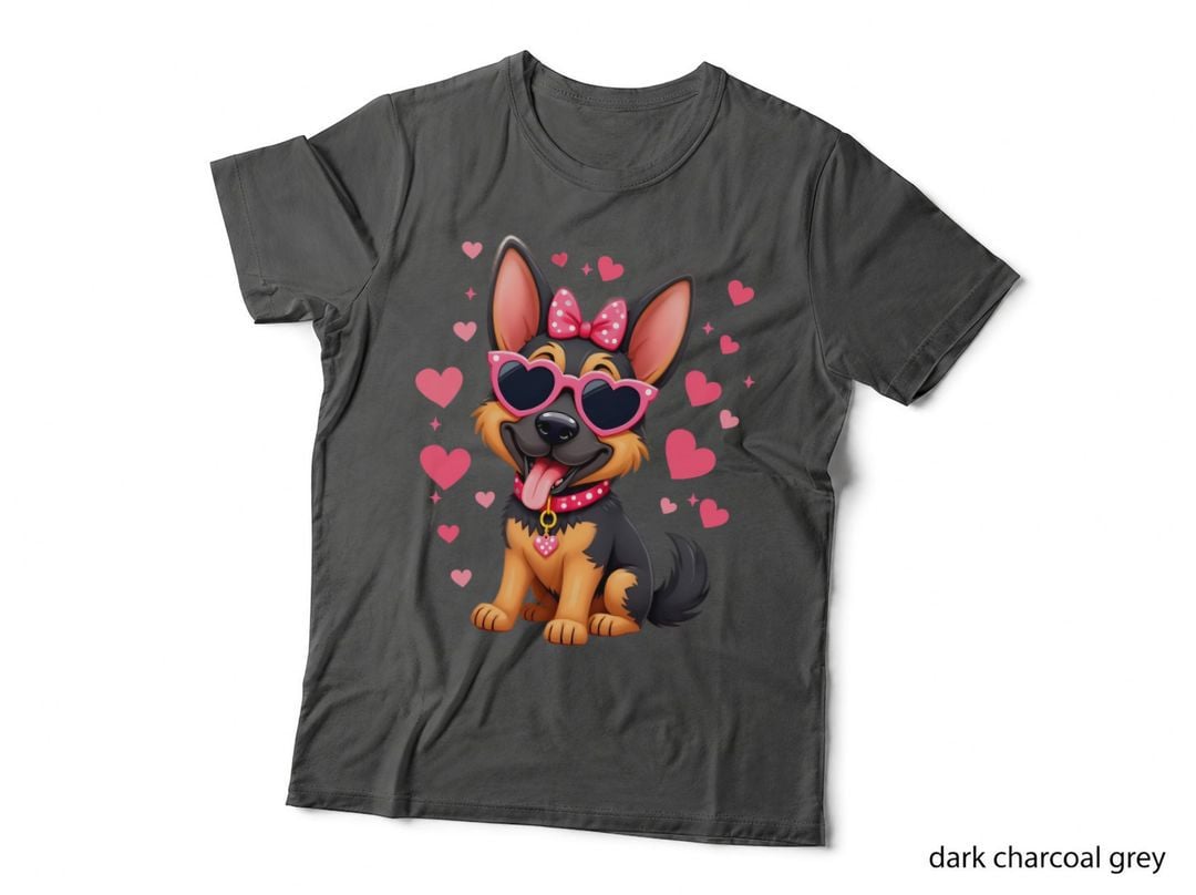 Dog Heart Shaped Glasses Pink T-Shirt