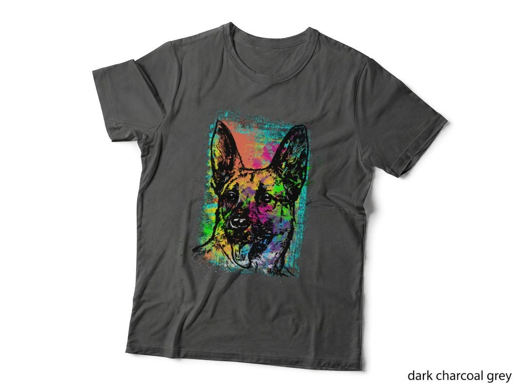Dog Neon Portrait Face Rainbow Colors Graffiti Distressed T-Shirt