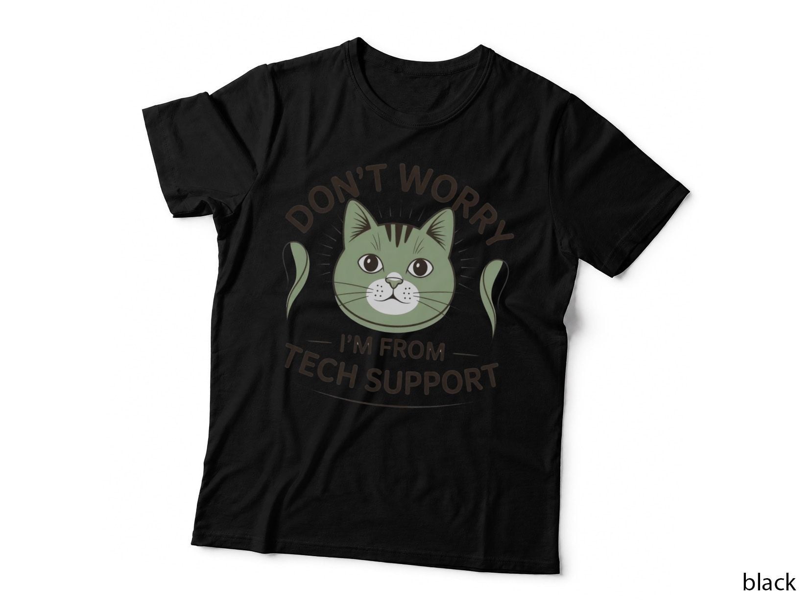 Don't Worry I'm from Tech Support Cat T-Shirt, Cat Tech Support Illustration