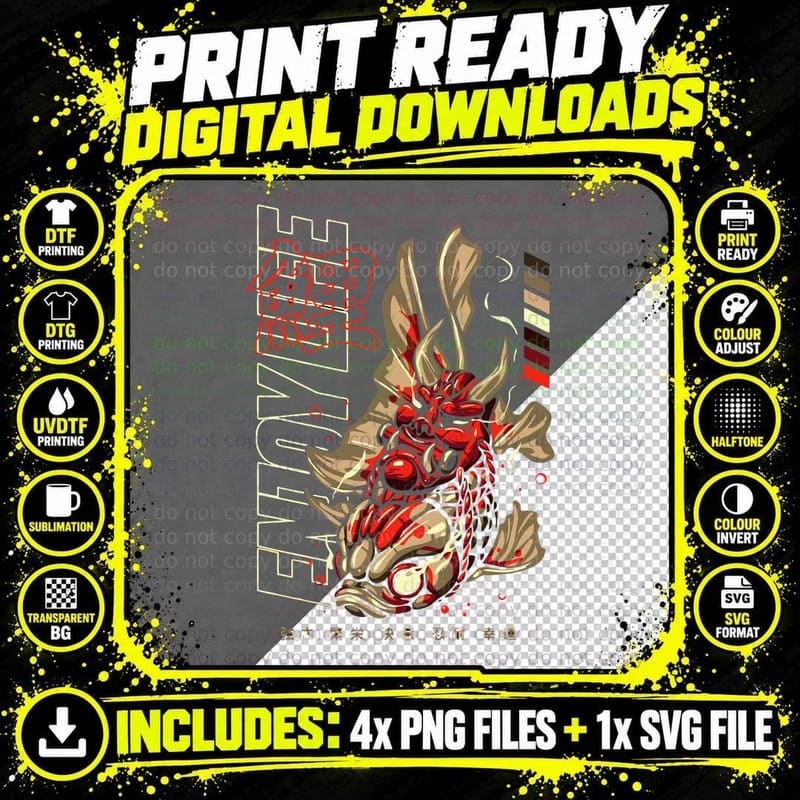 Dragon Gold Red Ornament Asian Beast T-Shirt Png SVG Digital Bundle