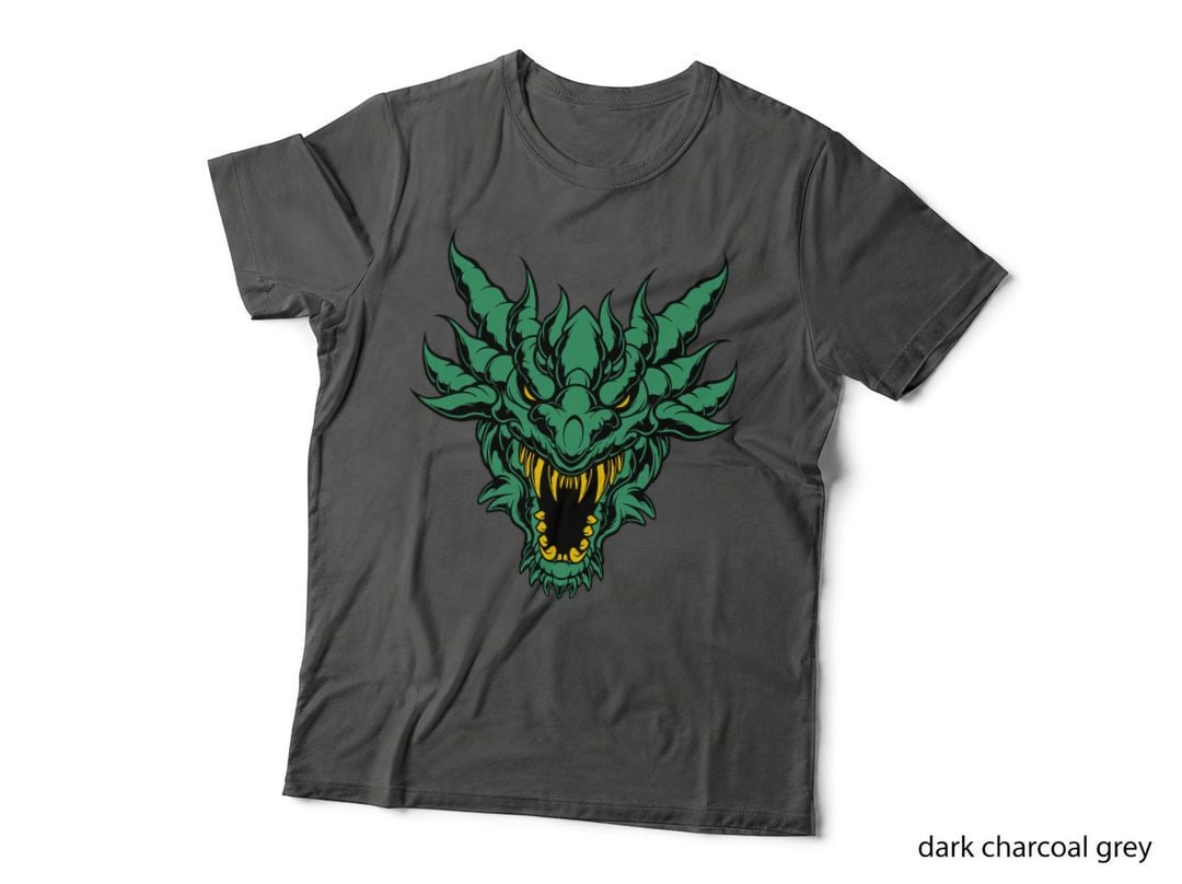 Dragon Green Yellow Flames Ornamental Creatures T-Shirt