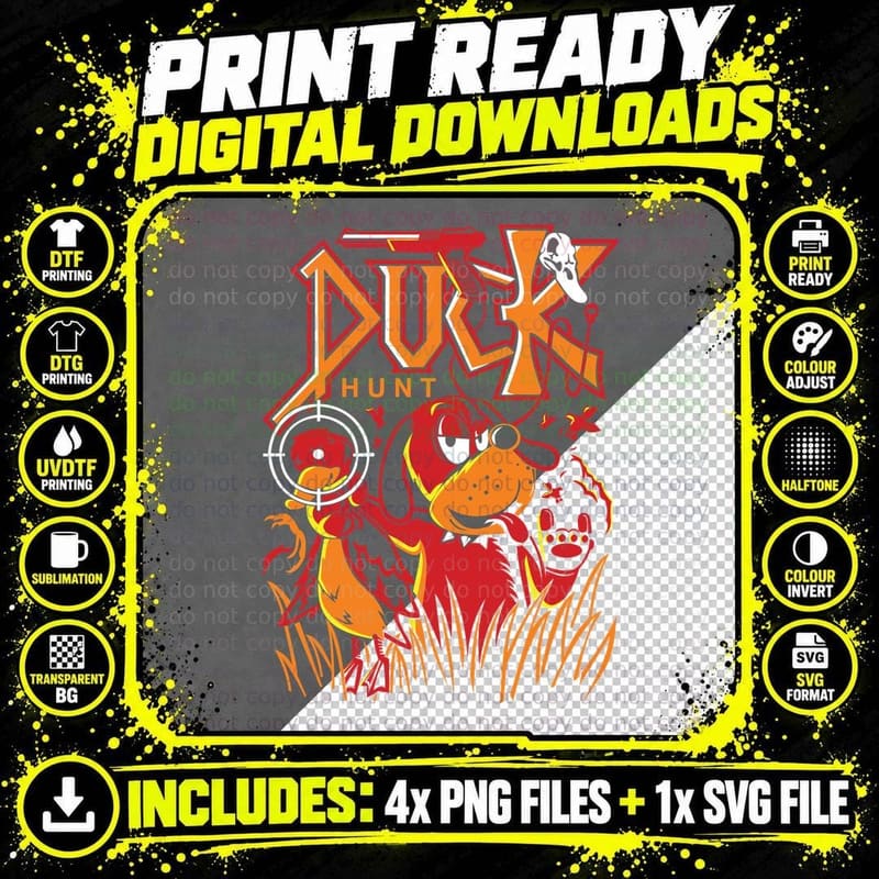 Duck Hunt Orange Dog and Characters Crosshair Target Gun Png SVG Digital Bundle