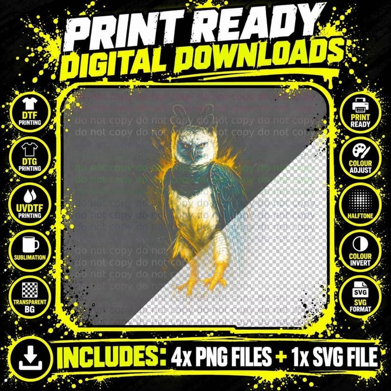 Eagle Owl T-Shirt, Halftone Fantasy Eagle Owl Graphic Png SVG Digital Bundle