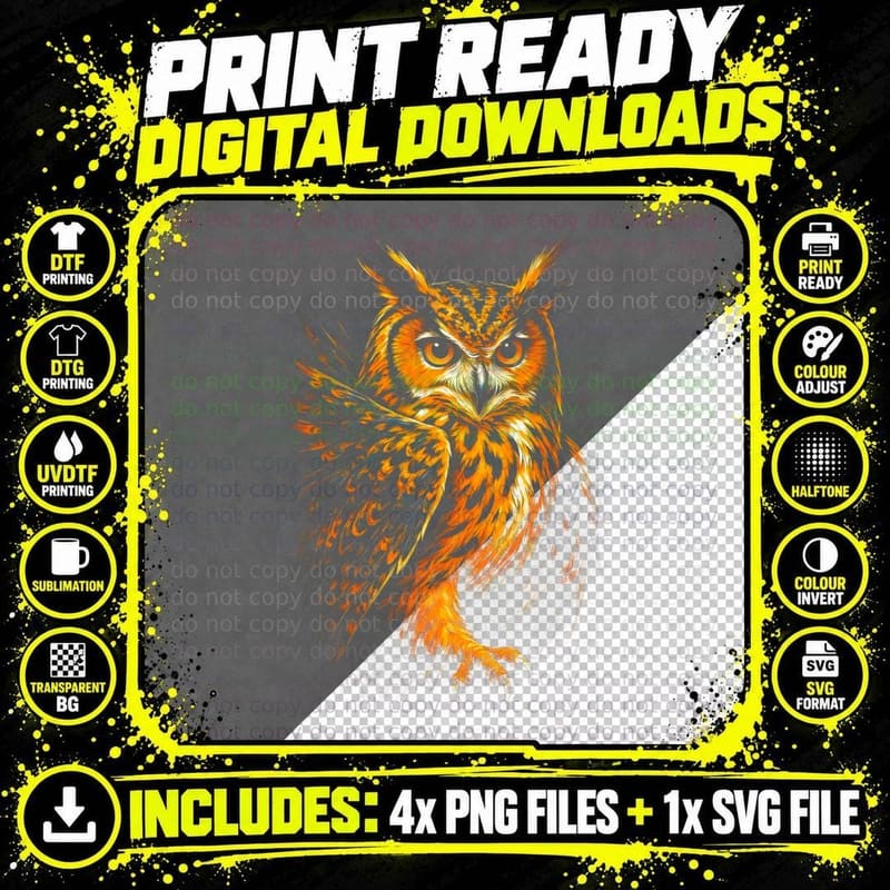 Eagle Owl T-Shirt, Halftone Fierce Eagle Owl Graphic Tee Png SVG Digital Bundle
