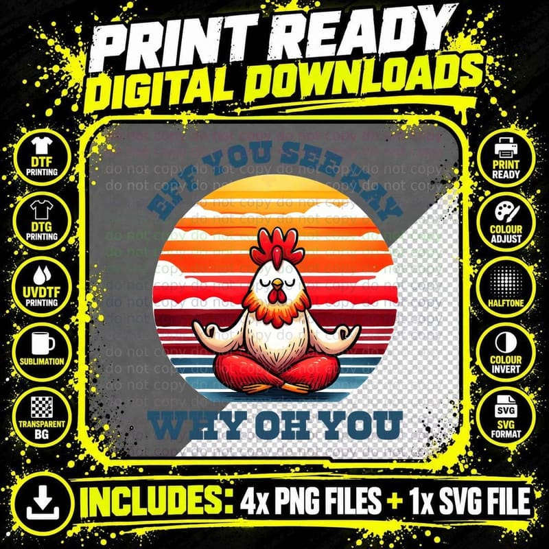 Eff You Seekay Why Oh You Funny Cat T-Shirt Png SVG Digital Bundle