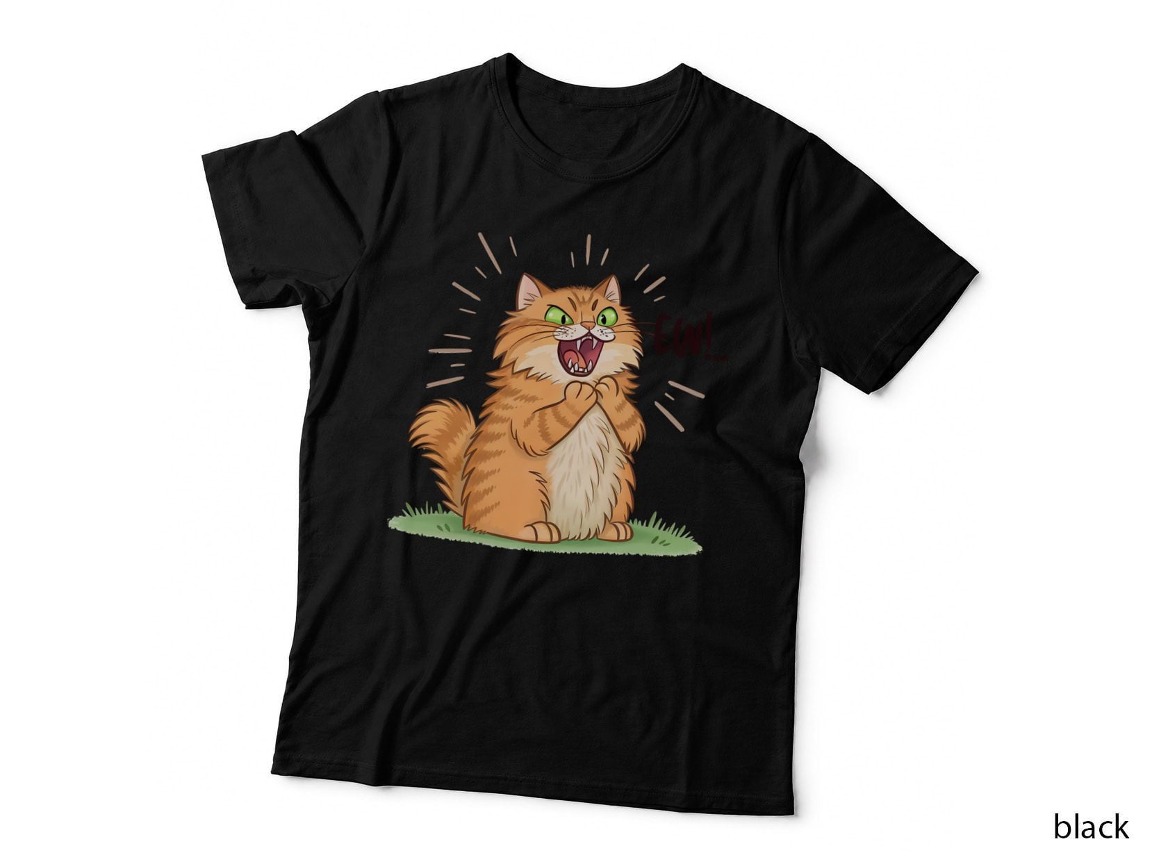 Ew! Funny Cat T-Shirt, Furry Cat with Ew! Expression Graphic Tee