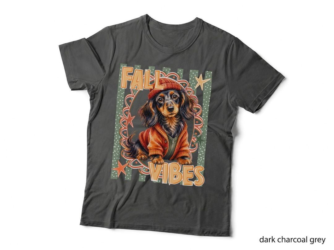 Fall Vibes Fall T-Shirt, Dog in Fall Sweater Autumn Tee, Fall Vibes Shirt
