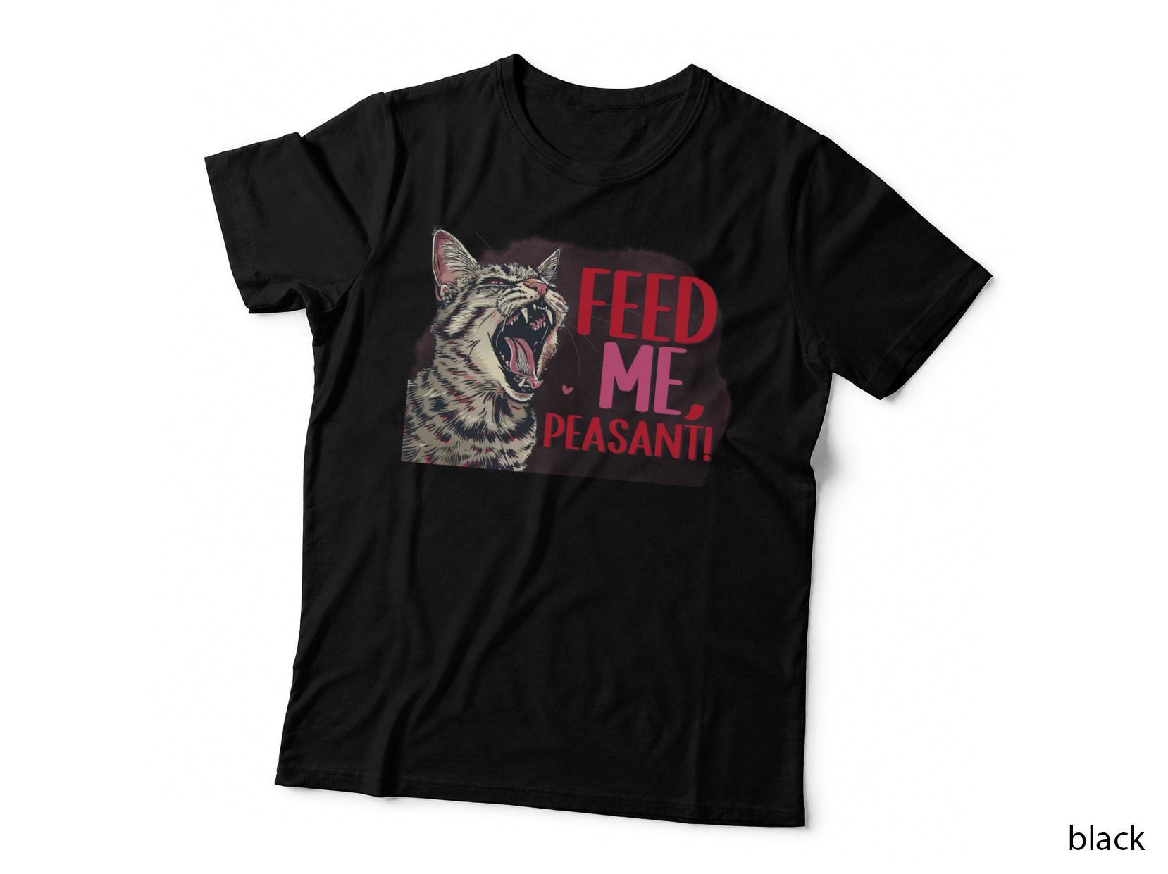 Feed Me Peasant! Cat T-Shirt, Angry Cat Yelling Graphic Tee, Cat Design Shirt