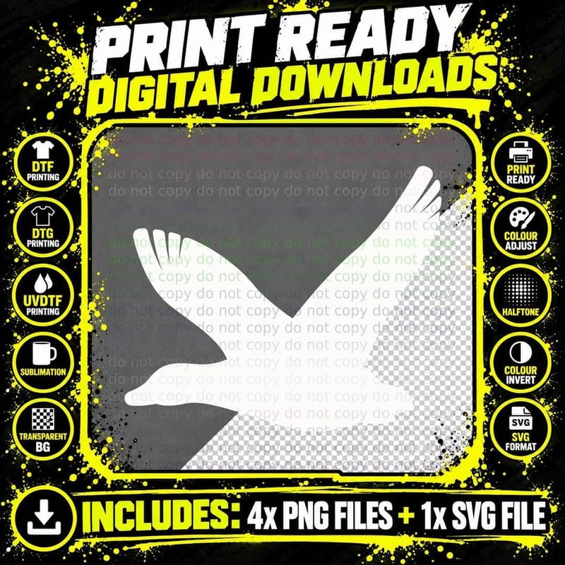Flying Bird Silhouette T-Shirt, Trendy Graphic Tee Png SVG Digital Bundle