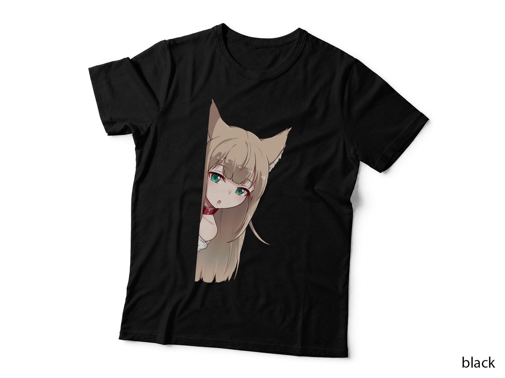 Fox Girl Tan-Eared Ears Green Eyes T-Shirt