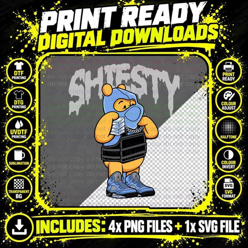 Freestyle Boxer Bear Orange Gold Graffiti Streetwear Png SVG Digital Bundle