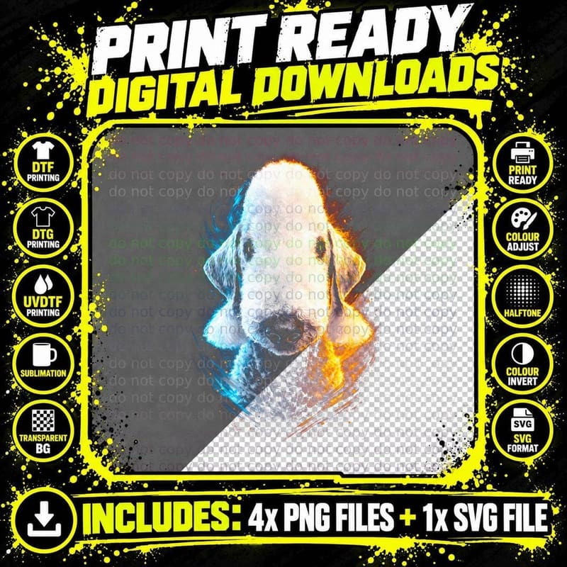 Golden Retriever T-Shirt, Halftone Ice Fire Retriever Png SVG Digital Bundle
