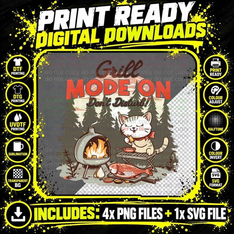 Grill Mode on Don't Disturb! Cat T-Shirt Png SVG Digital Bundle