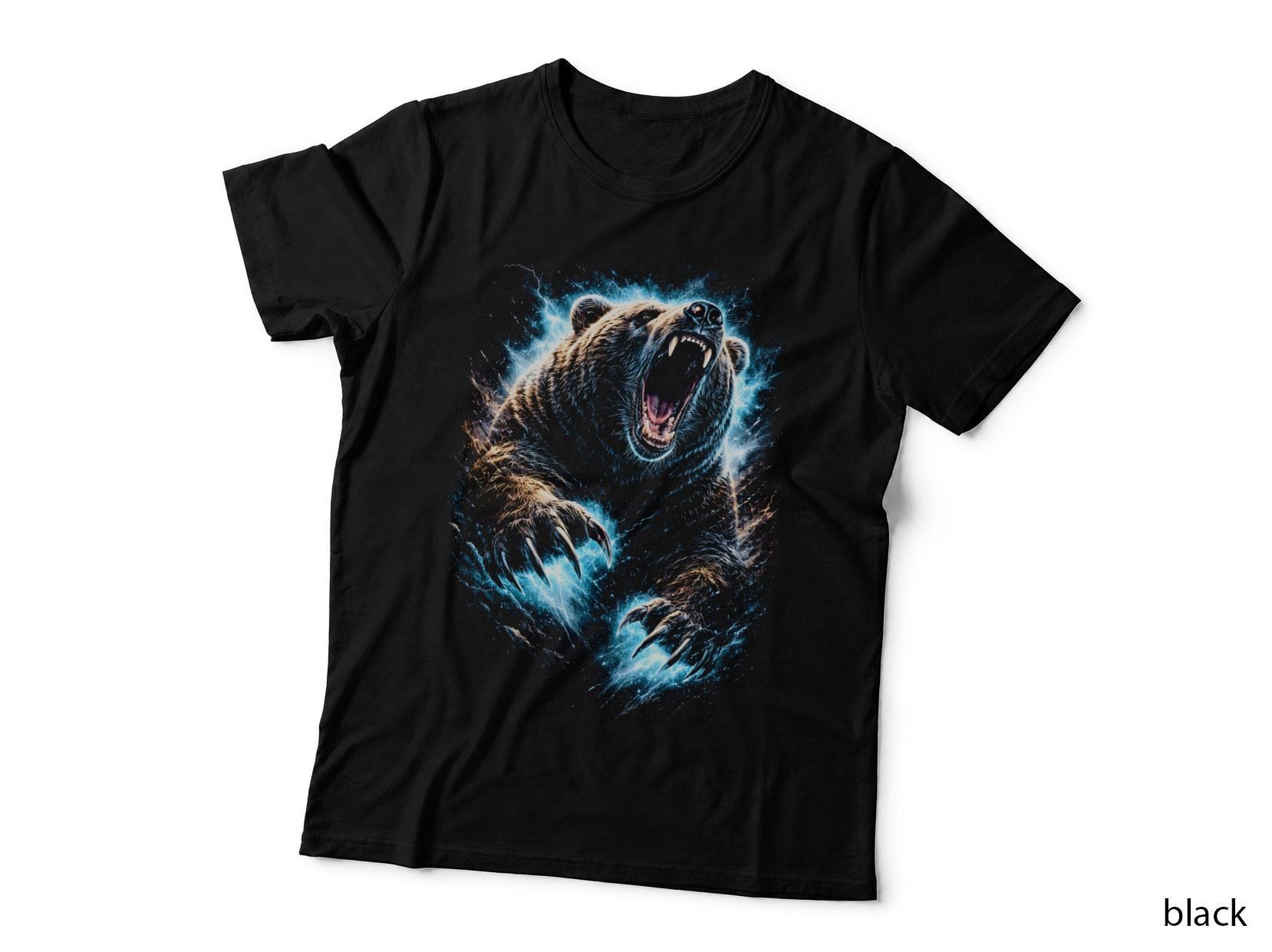 Grizzly Bear T-Shirt, Halftone Electric Grizzly Bear Graphic Tee, Bear Shirt