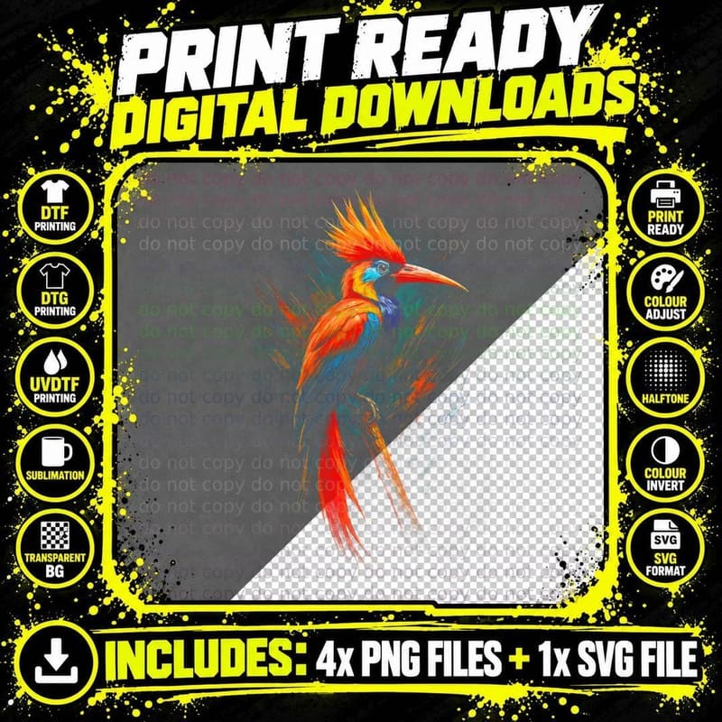 Hoopoe T-Shirt, Halftone Colorful Hoopoe Graphic Tee Png SVG Digital Bundle