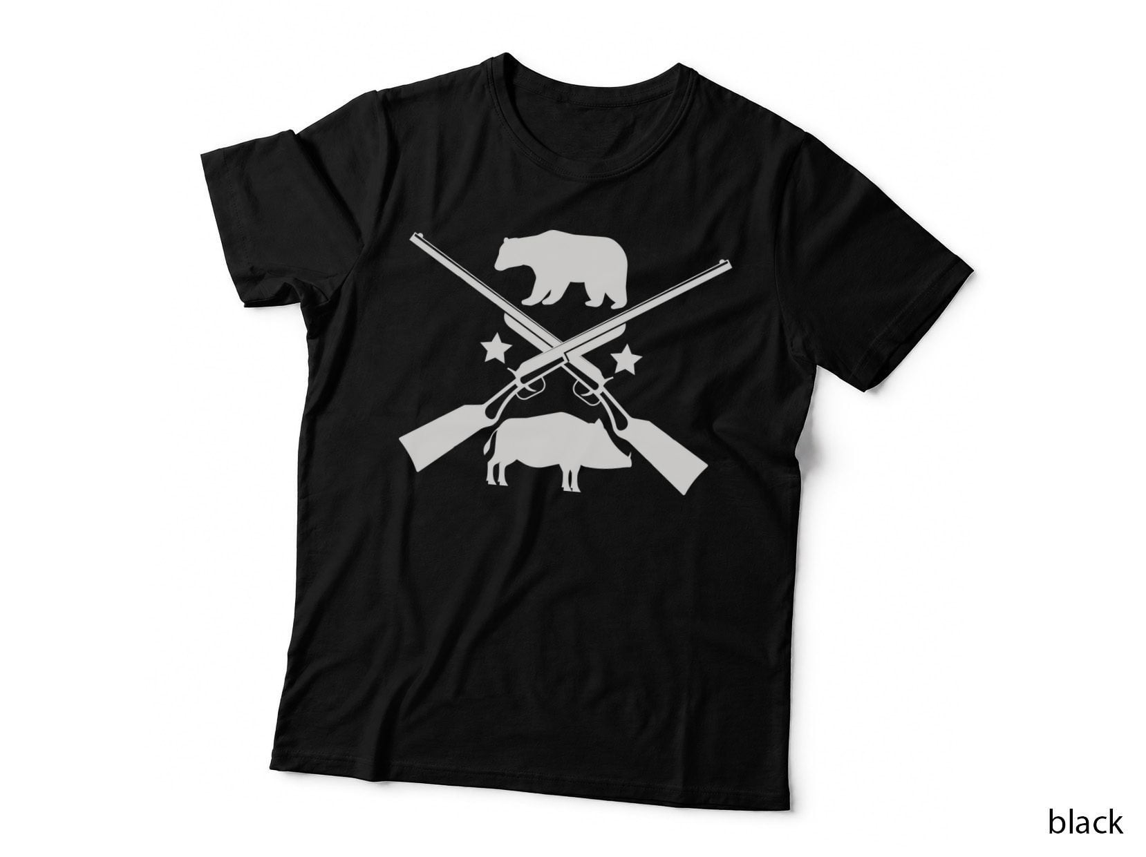 Hunting Rifles Bear Buffalo Silhouette T-Shirt, Trendy Graphic Tee