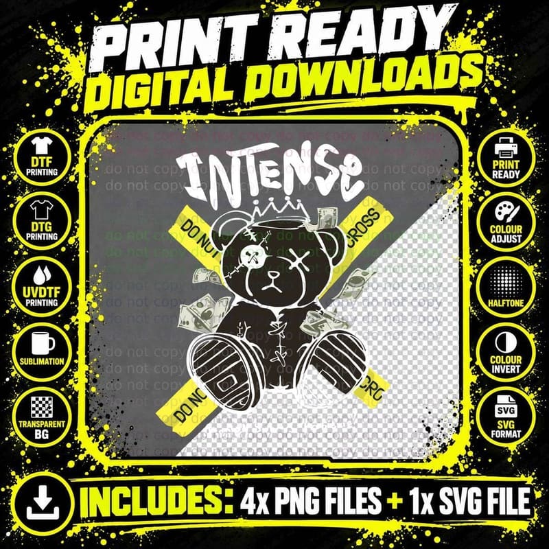 Intense Don't Cross Money Solves Problems Black Bear Png SVG Digital Bundle