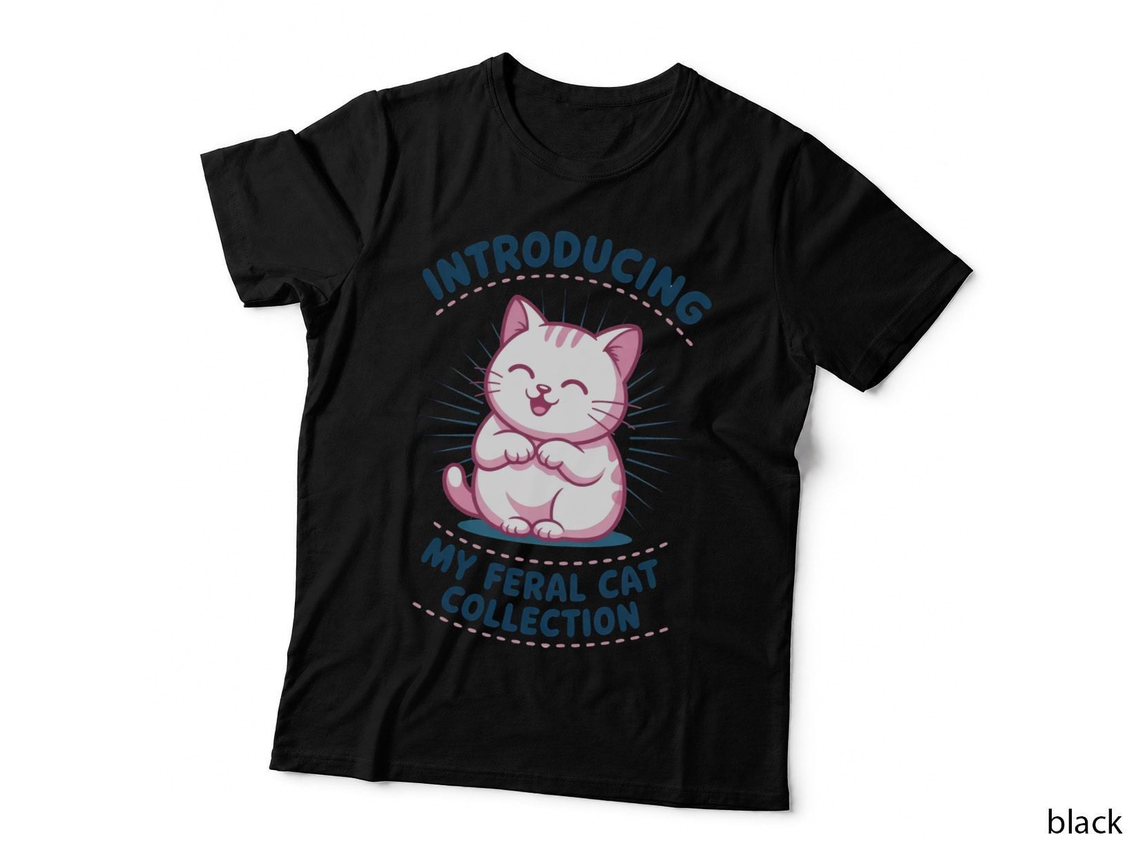 Introducing My Feral Cat Collection Cat T-Shirt, Adorable Cartoon Cat Sitting