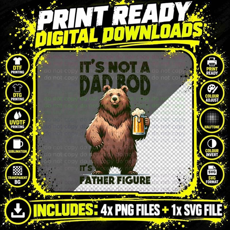 It's Not a Dad Bod It's Father Figure Fathers Day T-Shirt Png SVG Digital Bundle