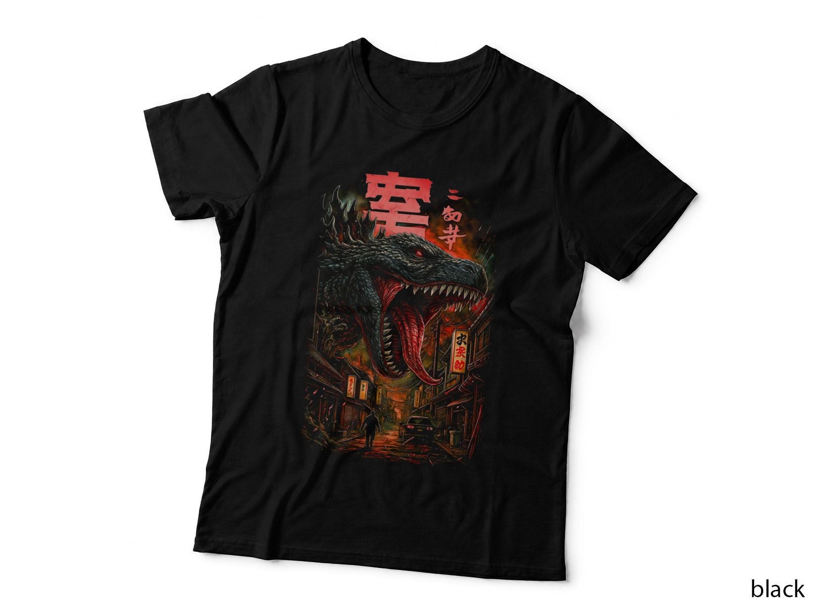 Japanese Dragon T-Shirt, Halftone Neon Dragon Graphic Tee