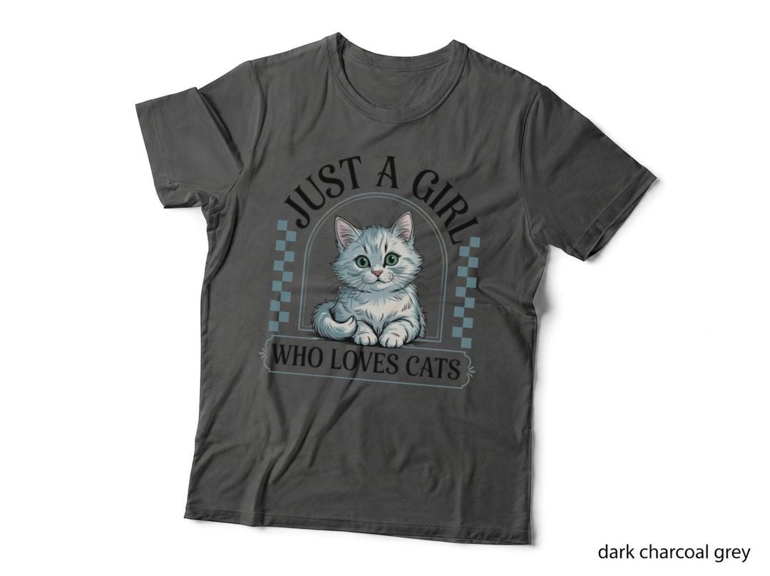 Just a Girl Who Loves Cats Cat T-Shirt, Kitten Sitting in Archway Graphic Tee