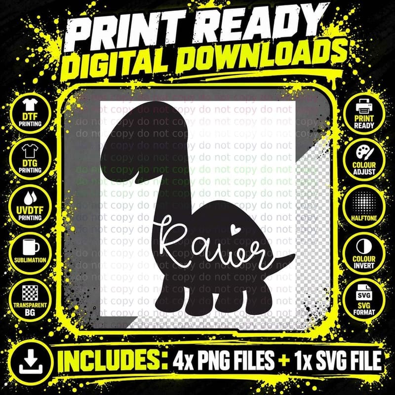 Kaior Baby T-Shirt, Black Dinosaur Silhouette Graphic Png SVG Digital Bundle