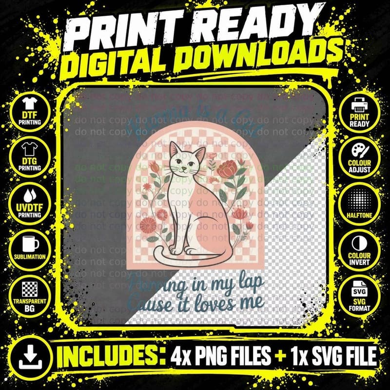 Karma Is a Cat Purring in My Lap Cause It Loves Me Cat Png SVG Digital Bundle