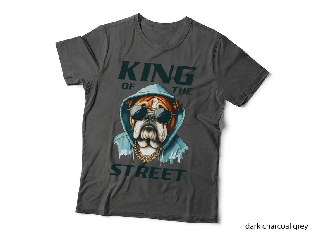 King of the Street Funny Cat T-Shirt, Bulldog Wearing Hoodie and Graphic Tee