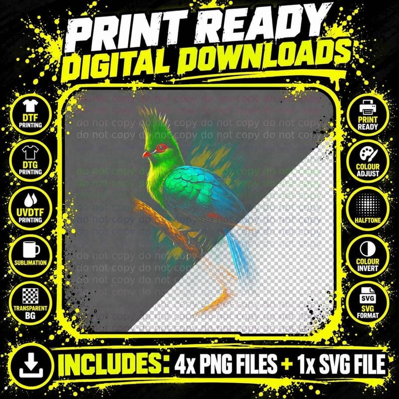 Kingfisher T-Shirt, Halftone Crested Kingfisher Fish Png SVG Digital Bundle