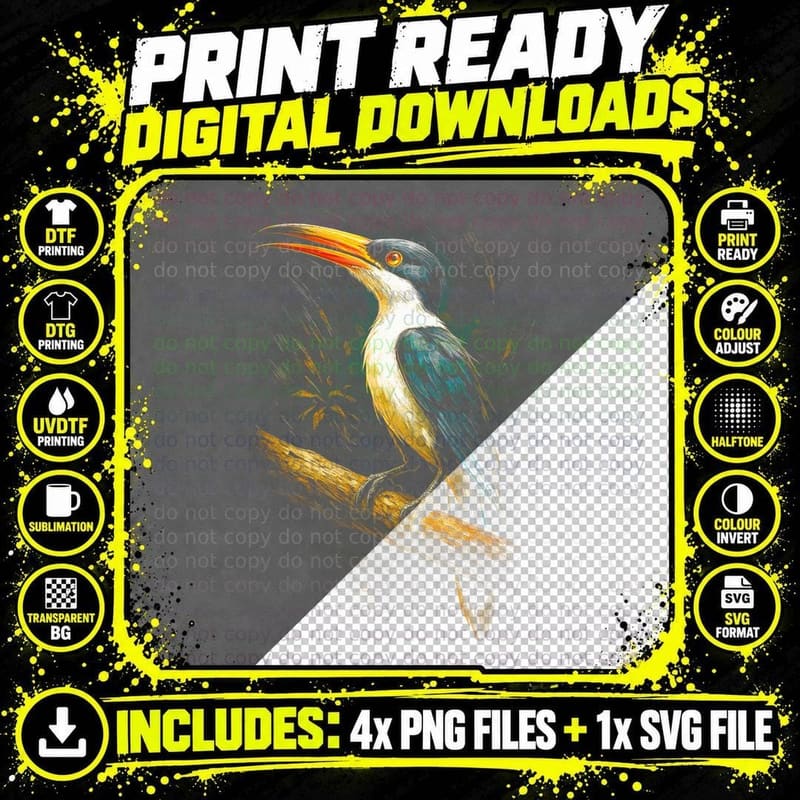 Kingfisher T-Shirt, Halftone Orange Crest Kingfisher Png SVG Digital Bundle
