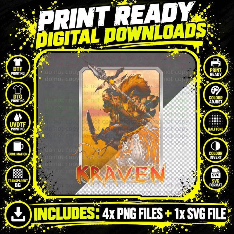 Kraven Orange Brown Bird Hawk Halftone Hunter T-Shirt Png SVG Digital Bundle