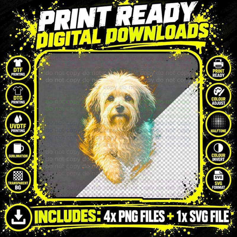 Lhasa Apso T-Shirt, Halftone Color Aura Lhasa Graphic Png SVG Digital Bundle