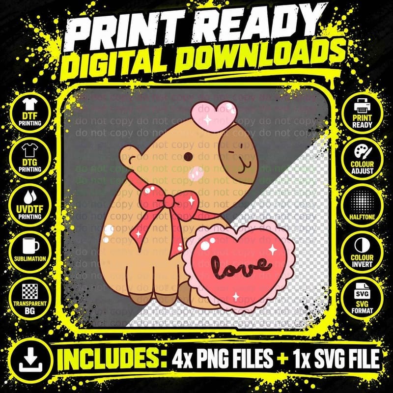 Love Cute Teddy Bear Heart Pink Bow T-Shirt Png SVG Digital Bundle