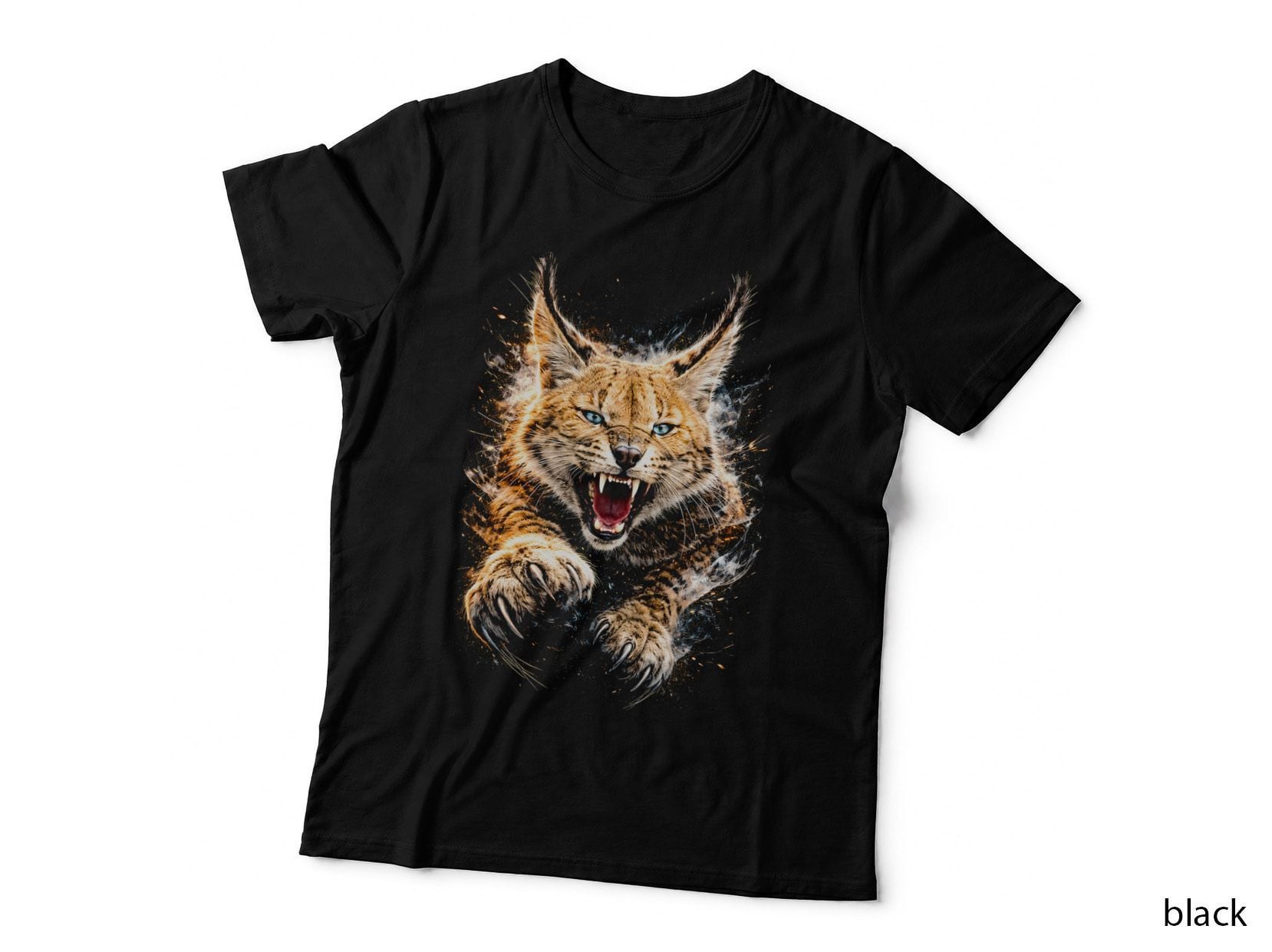 Lynx T-Shirt, Halftone Snarling Lynx Graphic Tee, Wild Cat Shirt