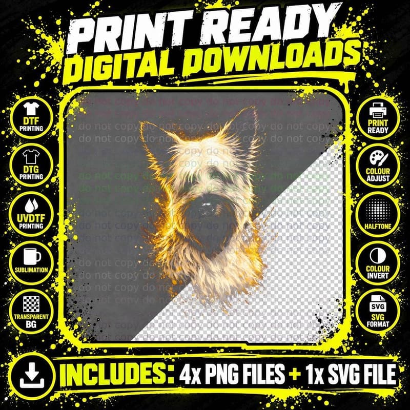 Maltese T-Shirt, Halftone Fire Aura Maltese Graphic Tee Png SVG Digital Bundle