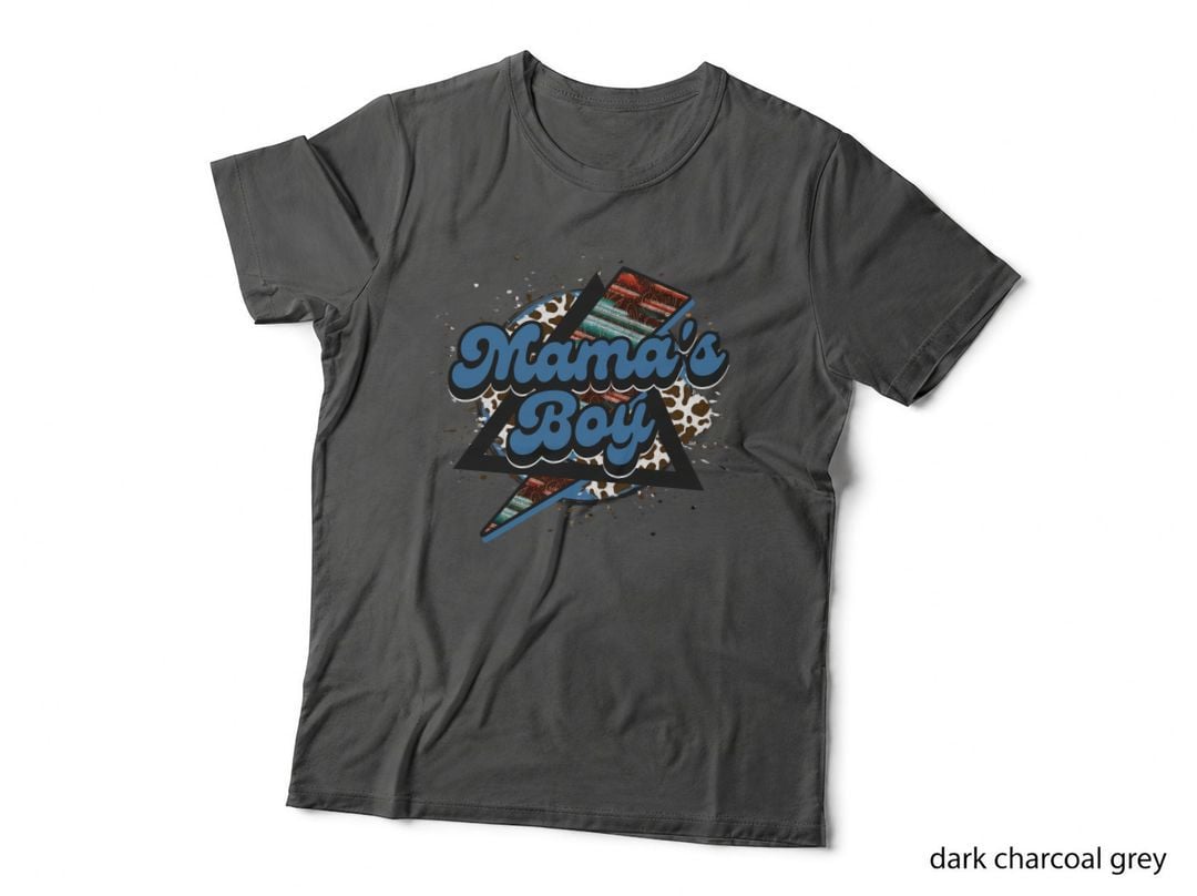 Mama's Boy Girl Mom T-Shirt, Cow Print Star Burst Graphic Tee