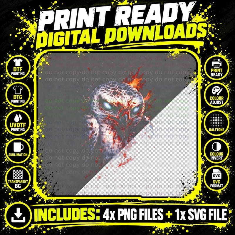 Owl T-Shirt, Halftone Paint Splatter Owl Graphic Tee Png SVG Digital Bundle