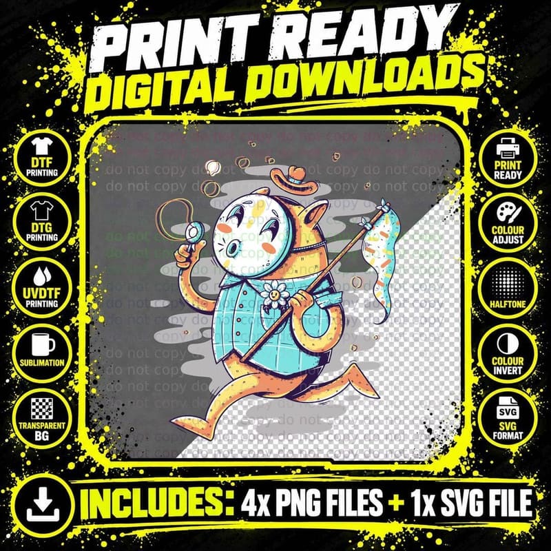 Painter Cat Orange Character Painting Art T-Shirt Png SVG Digital Bundle