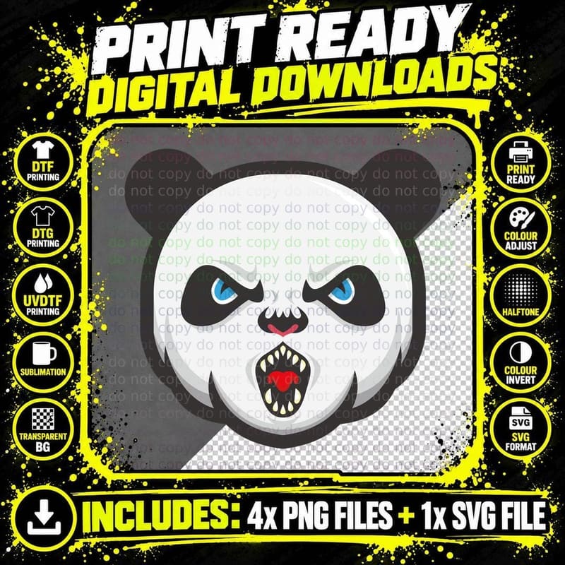 Panda Cute Red Eyes Minimalist Animal T-Shirt Png SVG Digital Bundle