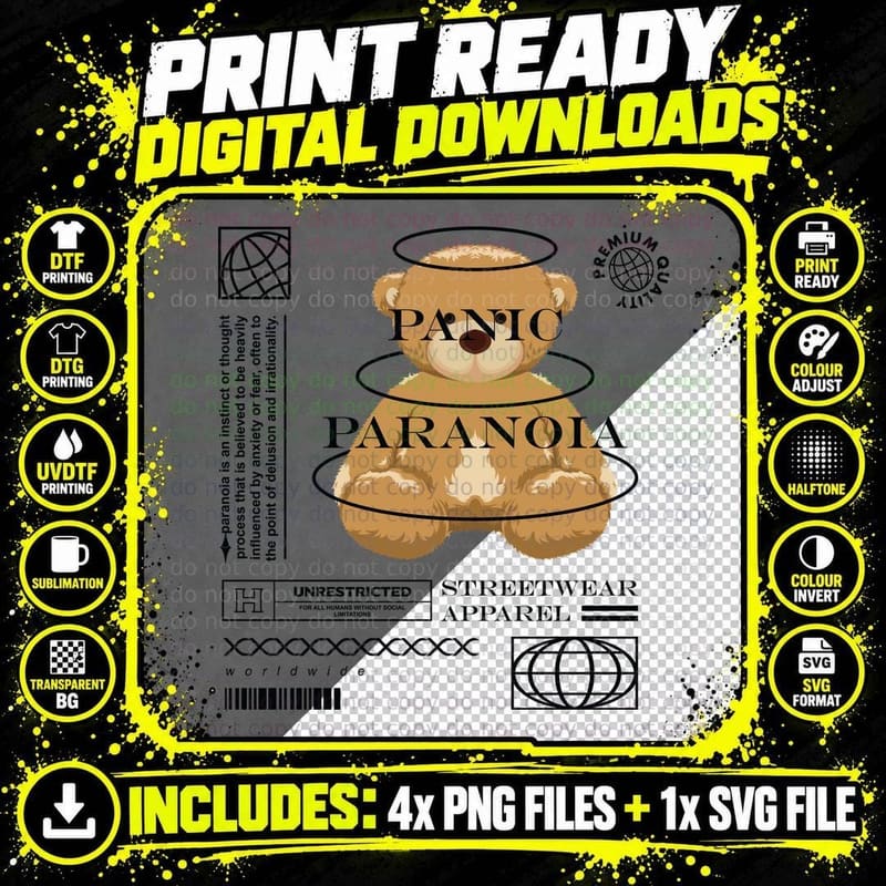 Panic Paranoia Is an Instinct or Thought Believed to Be Png SVG Digital Bundle