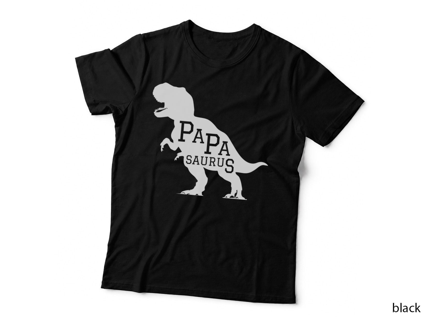 Papa Saurus Fathers Day T-Shirt, Dinosaur Silhouette on T-Shirt Graphic Tee