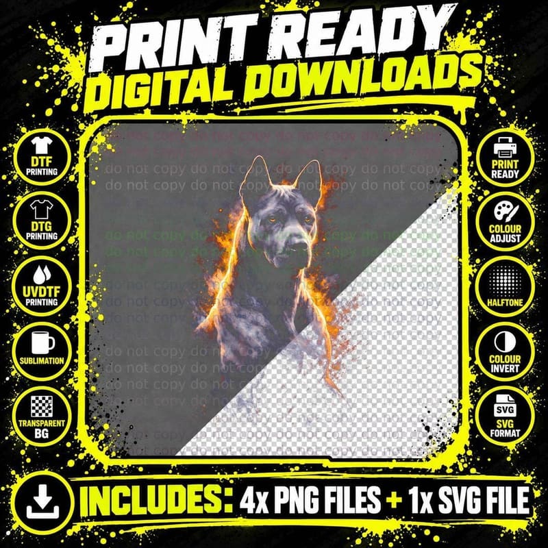 Pharaoh Hound T-Shirt, Halftone Flame Pharaoh Hound Png SVG Digital Bundle