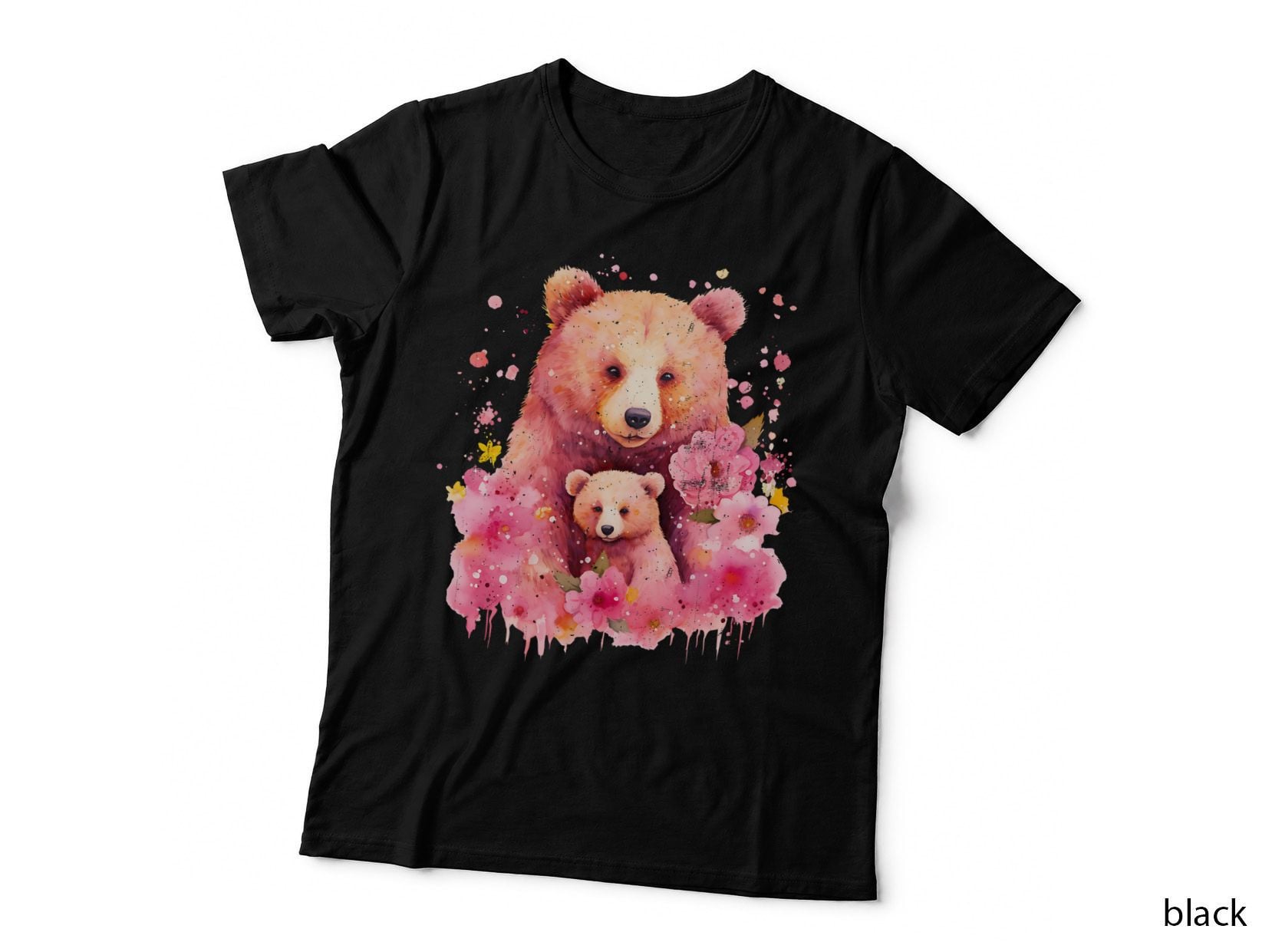 Pink Bear Family with Flowers Breast Cancer T-Shirt, Breast Cancer Graphic Tee