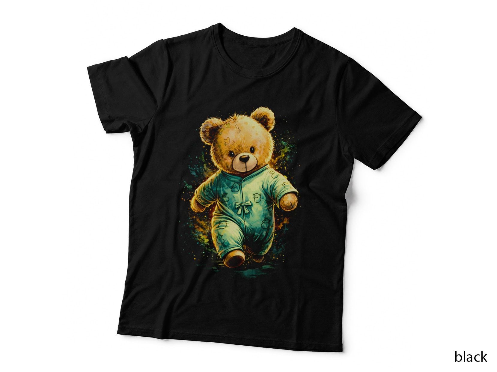 Pink Pajama Sleeping Bear T-Shirt, Halftone Cute Teddy Bear Graphic Tee